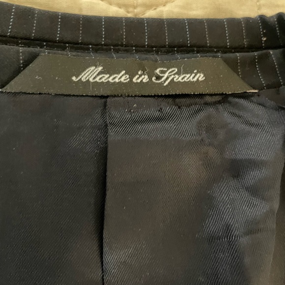 EMILIO YUSTE Pinstriped Flat Front Notch Lapel Wool Suit in Charcoal Size 48 R - Picture 6 of 12